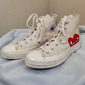 Converse Comme Des Garcons Play Heart High Top Sneakers All Stars Cream W8 M6